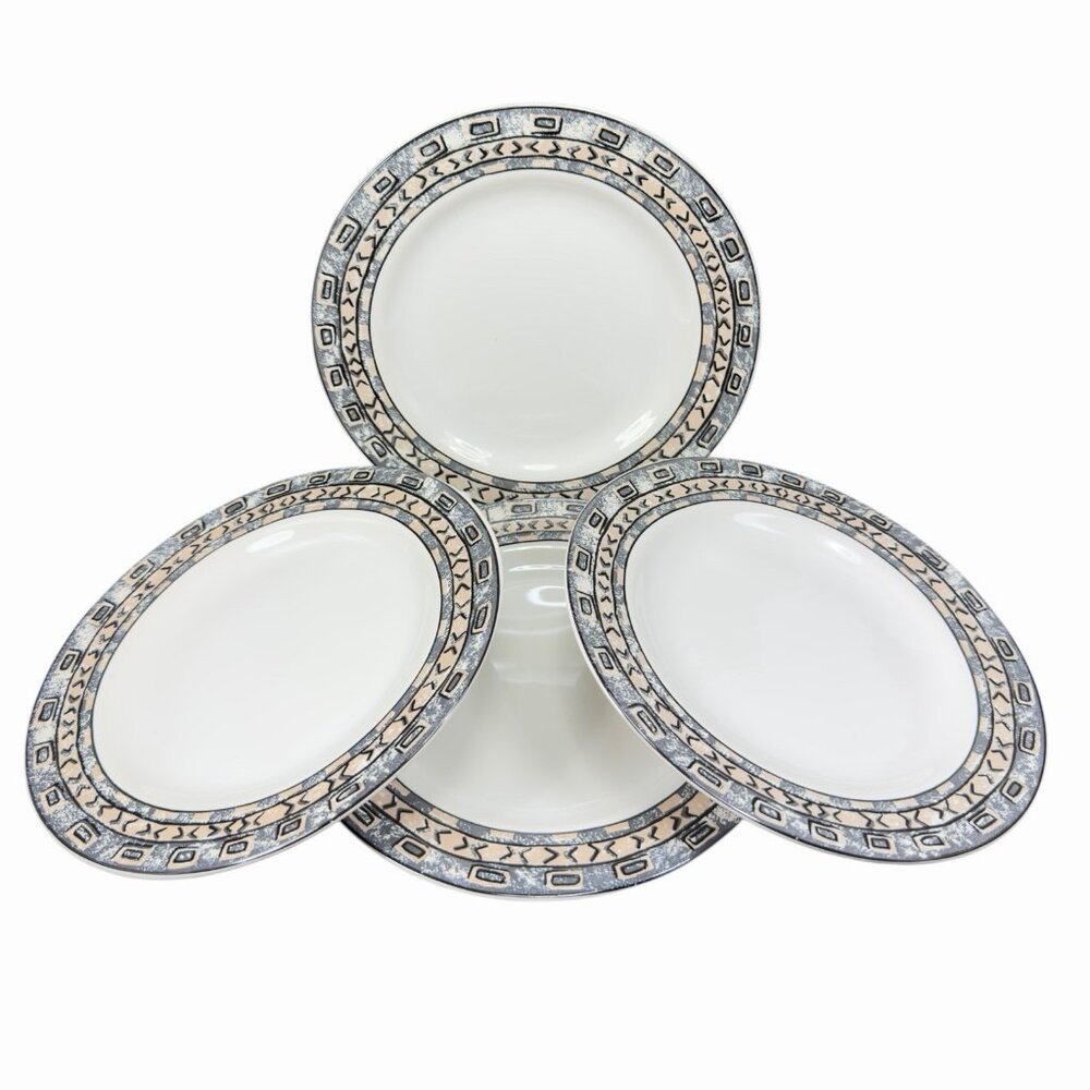 1993 Sue Zipkin Vitromaster Mali Stoneware Ceramic Plate Dish 8inch Plates Set 4